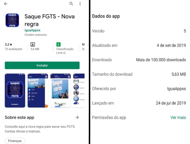 app FGTS falso