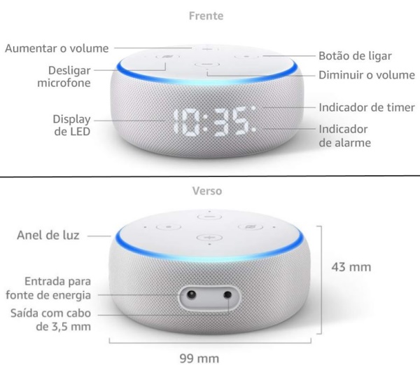 Amazon Echo Dot 3ª geração com relógio