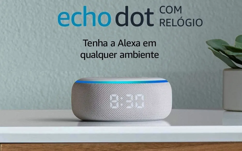 Echo Dot com relógio - Amazon